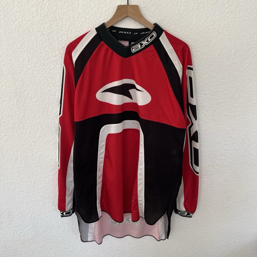 Vintage Axo Sport Motocross Jersey Red/Black Mens Size XL Racing 90s
